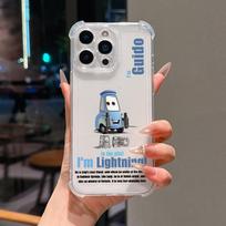 Animacinių filmų automobiliai McQueens Sally telefono dėklas, skirtas iPhone 17 Air 16 15 14 Plus 13 12 11 Pro Max X Xs XR 8 e Minkštas smūgiams atsparus skaidrus dangtelis iPhone17 Pro white