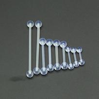 14/16G Clear Acrylic Multi-Use Barbell for Tongue, Dimple, Navel, Lip, Nipple, Ear 1.2mm thickness, 6mm length, 3mm ball gray