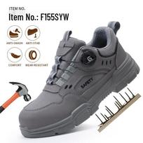Spring Industrial Safety Shoes - Anti-Smash, Anti-Puncture, Comfortable Steel Toe Cap for Men and Women Fashion with Smart Fastener; Size 41 black