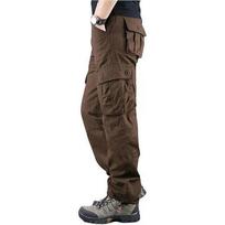 Men's Trendy Retro Straight-Leg Multi-Pocket Workwear Pants L ruda