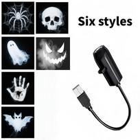 USB Projektorius Šviesa Helovinas Vaiduoklis Kaukolė Naktinė Lempa Keičiamas Raštas LED Projektoriaus Lempa Kambario Luboms Langams Sienoms Dekoruoti Halloween 6 black