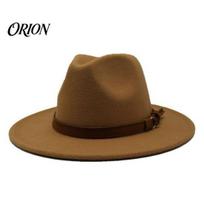 Madinga gatvės apranga Veltinio Fedora skrybėlė, Unisex Panama skrybėlė su dirbtinės odos juostele, Storas platus kraštas Vintažinis Trilby moterims vyrams Ruduo Žiema M brown