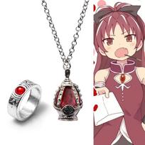 Anime Puella Magi Madoka Magica Cosplay Karoliai Kaname Madoka Miki Sayaka Sielos Brangakmenio Pakabukas Karoliai Žiedų Rinkinys Madingi Papuošalai Sakura Kyoko beige