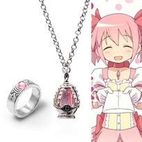 Anime Puella Magi Madoka Magica Cosplay Karoliai Kaname Madoka Miki Sayaka Sielos Brangakmenio Pakabukas Karoliai Žiedų Rinkinys Madingi Papuošalai Kaname Madoka beige
