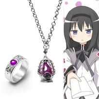 Anime Puella Magi Madoka Magica Cosplay Karoliai Kaname Madoka Miki Sayaka Sielos Brangakmenio Pakabukas Karoliai Žiedų Rinkinys Madingi Papuošalai Akemi Homura gray