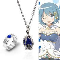 Anime Puella Magi Madoka Magica Cosplay Karoliai Kaname Madoka Miki Sayaka Sielos Brangakmenio Pakabukas Karoliai Žiedų Rinkinys Madingi Papuošalai Miki Sayaka gray