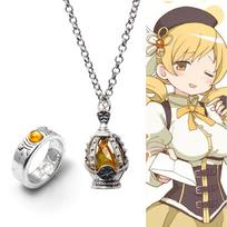 Anime Puella Magi Madoka Magica Cosplay Karoliai Kaname Madoka Miki Sayaka Sielos Brangakmenio Pakabukas Karoliai Žiedų Rinkinys Madingi Papuošalai Tomoe Mami beige