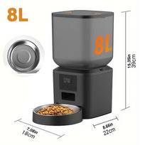 NITYERS 8L Automatic Dog Feeder, Smart Pet Food Dispenser with Key Control, Voice Recorder, Dual Power Supply, Timed Auto Cat Feeder with Stainless ABS