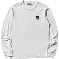 Stone Island Slim Fit Logo Crew Neck Long Sleeve T-Shirt Men Tops K2S1521000-28S0013-V0001 L white