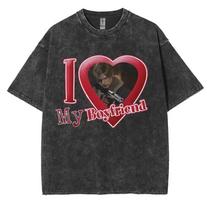90s Leon S Kennedy Resident Evil 4 Vintage Washed Tee Shirt Men's Women Harajuku Fashion Short Sleeve T-shirts Gothic Streetwear XXXL pilka