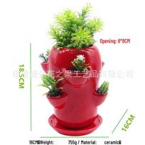 Breathable Red Clay Porous Succulent Pot with Tray - Low-Temperature Ceramic for Green Plants and Micro-Landscapes