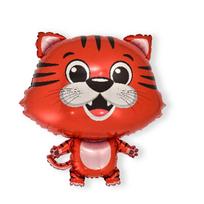 Year of the Tiger Cartoon Balloon: Aluminum Foil Tiger Balloon for Kids' First Birthday or New Year Decoration. white