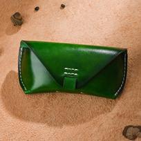 Newsbirds Leather Sunglass Case Wallet Causal Vintage Fashion Sunglasses Leather Cover Hand Wallet For Glasses Genuine Leather žalia