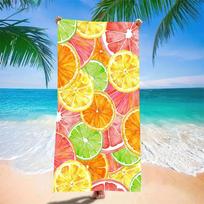 Colorful Citrus Slices Print Beach Towel - Vibrant Orange, Lime & Grapefruit Pattern on Soft Quick-Dry for Summer Beach Days 50x100cm orange