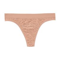 Leopard print seamless sexy thong, pure desire, low-rise, breathable, skin-friendly, pure cotton crotch sports underwear for women XL beige