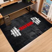 Train Hard Dumbbell Area Rug Gym Fitness Print NonSlip Floor Mat for Home Gym Living Room Workout Room Sports Decor Carpet 43X120CM brown