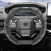 Tinka Peugeot pliušiniam vairo užvalkalui, žieminiam šaltį atstumiančiam ir šildančiam užvalkalui modeliams 208 E-208 2008 E-2008 3008 E-3008 Partner Rifter 308 E-308 gray