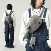 Trendy animal small satchel, whale shark bag, shark breast bag, new shoulder messenger bag, funny canvas whale bag. gray