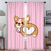 C-Corgi Butt Anti-mosquito Curtains for Living Room Shades Window Curtain Tulle for Bedroom Halloween Decoration Partition Child W50xH70cmx2pcs-CL white