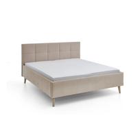 Smėlio spalvos dvigulė lova audiniu dengta be grotelių 180x200 cm Nova – Meise Möbel