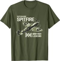 Spitfire naikintuvas Britų legenda WW2 Retro lėktuvas Marškinėliai trumpomis rankovėmis Laisvalaikio 100% medvilnė Apvalus kaklas Vasariniai marškinėliai L gray