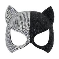Katės Maskarado Kaukė su Cirkonio Papuošimais Pusės Veido Kaukė Venecijietiška Kaukė Šventės Kaukė Helovinui Cosplay Šventei gray