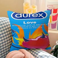 Sexy Condom Brand D-Durex Cushion Cover Pillow Cover Decor Pillowcase Printed Cushion Case For Couch 30cmx30cm blue
