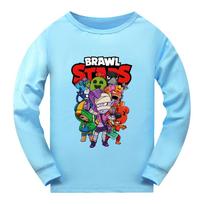 4094 Vaikų laisvalaikio marškinėliai su Brawl Stars spaudiniu, ilgomis rankovėmis 150cm šviesiai mėlyna spalva