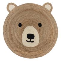 Iš džiuto vaikiškas kilimas natūralios spalvos 100x100 cm Bertie Bear – Flair Rugs