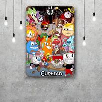 Žaidimas Cuphead Dekoracija Vintažiniai Metaliniai Ženklai Skardinės Plakatas Kapitono Plakatas Dekoracijai Barui Pub'ui Klubui Vyriškam Kambariui Sienų Dekoras 20x30cm（7.8x11.8inch） gray