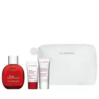 Clarins Set: Eau Dynamisante, Scented Spray, Unisex, 100 ml + Beauty Flash Balm, Brightening, Balm, For Face, 15 ml + , Zippered, GWP Textile Pouch, White + Moisture-Rich, Shea Butter, Moisturising, B