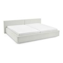 Baltos spalvos dvigulė lova audiniu dengta su sandėliavimo vieta su lovos grotelėmis 200x240 cm Cube – Meise Möbel