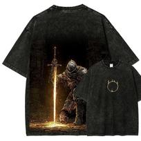 Dark Souls Žemės Lordas Nito ir Laužavietė Vintažinė Išplauta Negabaritinė Unisex Gatvės Stiliaus Moterų Ir Vyrų Marškinėliai M įvairiaspalvis