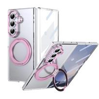 Samsung Galaxy Z Fold 8 Ultra 7 6 360 besisukantis magnetinis stovas dėklas su integruota ekrano apsauga smūgiams atsparus stovas dangtelis Galaxy Z Fold8 rožinė