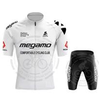 Megamo Team Vasaros Dviratininko Marškinėliai 19D Šortai su Petnešėlėmis Vyriški Dviračių Drabužiai Ropa Ciclismo Dviračių Drabužiai Trumpomis Rankovėmis Maillot Culotte 4XL white