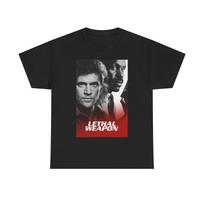 Mirtinas ginklas marškinėliai Vintažinis filmo plakatas Retro Mel Gibson Unisex Storo medvilnės M black