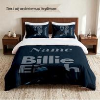 Billie Eilish Personalizuotas individualus vardas 3 dalių patalynės komplektas Minkštas antklodės užvalkalų komplektas miegamajam namų dekoravimui 135cmx200cm gray