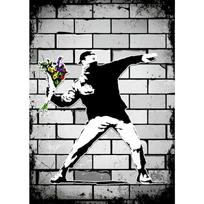 Banksy gatvės grafiti dekoratyvinis drobės paveikslas Mergaitė su balionu Sekite savo svajones Beždžionės meno plakatų spaudiniai Kambario sienų dekoras 21cm×30cm NoFrame white