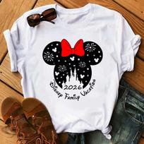 Disney Animacinis 2026 Kelionės Grafikos Spausdinti Marškinėliai Vasaros Moteriški Laisvalaikio Trumpomis Rankovėmis Viršutiniai Drabužiai Mados Drabužiai Harajuku Marškinėliai S black