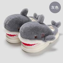 Shark cotton slippers autumn and winter home thick bottom plush soft bottom indoor home heating home cotton mop 38-39 is suitable for 37-38 [inner length 24cm]