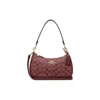 Coach Teri 25 Klasikinis monogramos žakardinis užtrauktuku užsegamas audinio ir odos pirkinių krepšys Moteriškas pirkinių krepšys Bordo spalvos CH139-IMMZI Basic Set (Bag+Dust Bag) brown