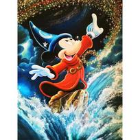 Disney Diamond Painting Fantasia Mickey Mouse The Wizard Diamond Mosaic Cross stitch Diamond Inlay Room Decoration Gift Round 20x30cm blue