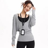 New Style Lazy Style Knitted Sweater for Women Loose Pullover Large U-neck Wide Sleeves Casual Thin Outer Yoga Top S pilka