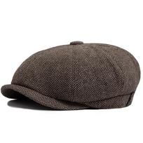 Herringbone Newsboy Caps Men Autumn Winter Vintage Berets Casual Flat Hats Fashion Retro Man Cap For 55-59cm Head Circum Ference chaki