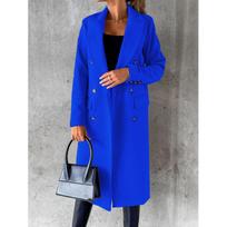 Autumn Winter Women Loose Tren Jacket Top Ele Fashion Long Sve Lapel Collar Pocket Double Breasted Long Coat XXXL mėlyna