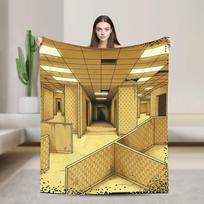 Siaubo filmo Backrooms Super Šilta Antklodė Biuro Pliušinis Mesti Antklodė Sofos Kėdės Flanelinis Patalynės Užvalkalas Sofos Lovoje Size: 75*100cm, Weight: 230 GSM