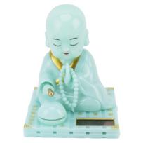 Little Monk Figurine Solar Nodding Chinese Little Buddha Monk Statue Car Dashboard Ornament Home Decorations Medium white