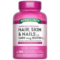 Truth Nature's Hair Skin Nail Biotin 5000mcg Softgels 165 Tablets 1 pcs