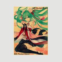 Anime Idol Animacinių filmų dainininkas Miku Plakatas HD spausdinimas Kraftpopierius Retro siena Meno paveikslėliai Miegamojo Dekoratyvinė tapyba Namų dekoro dovanos 42x30cm
