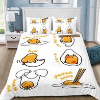 Funny Gudetama Lazy Egg Duvet Cover Pillowcase Bedding Set Adult Boy Girl Bedroom Decoration Children Single Double Large Size 135x200cm&set gray